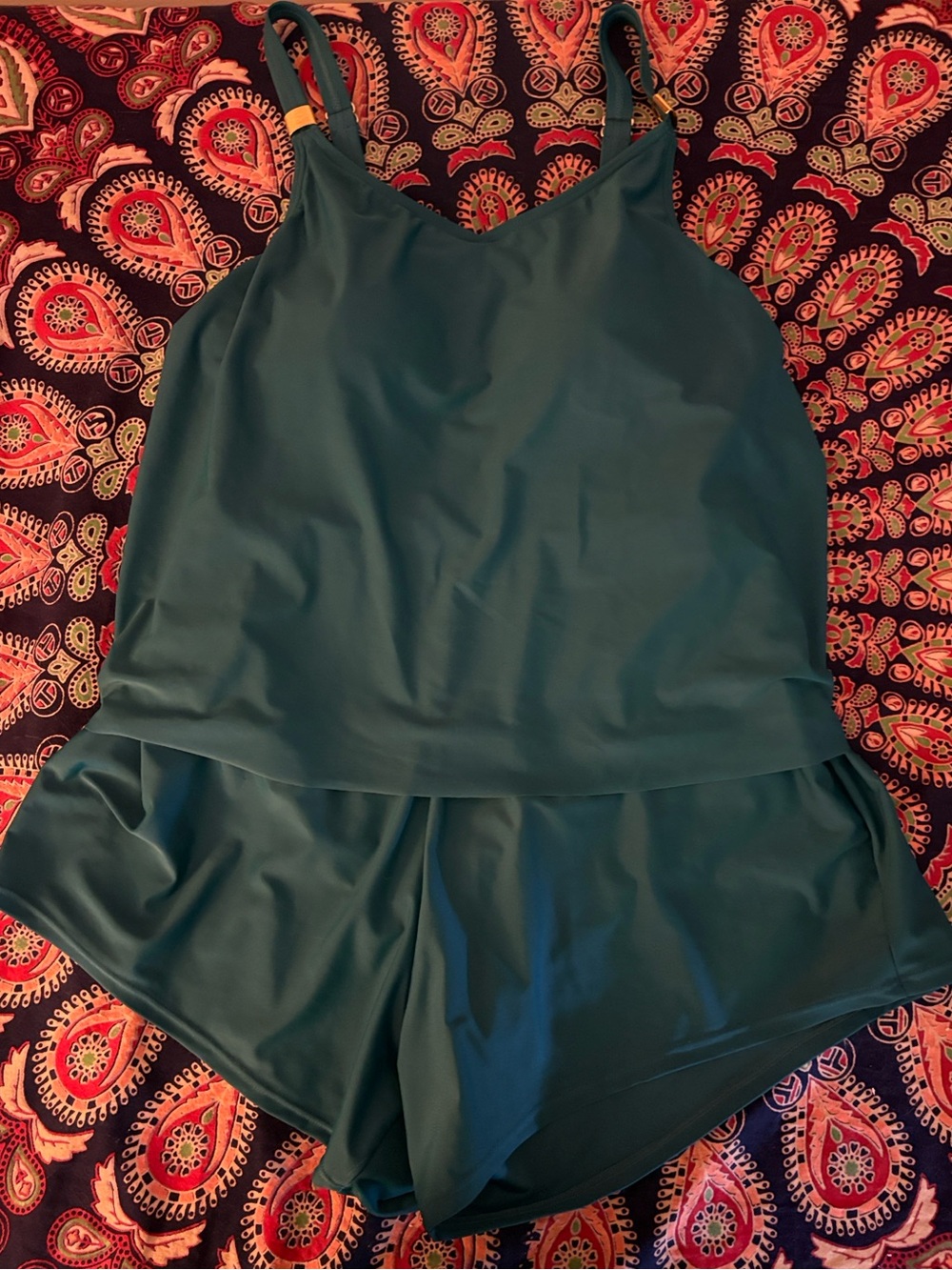 BloomChic Teal One-Piece Swimdress with Attached Shorts